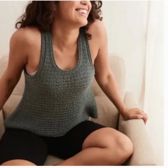 Aerie Green Crochet Tank Top Size Small - Picture 2 of 9